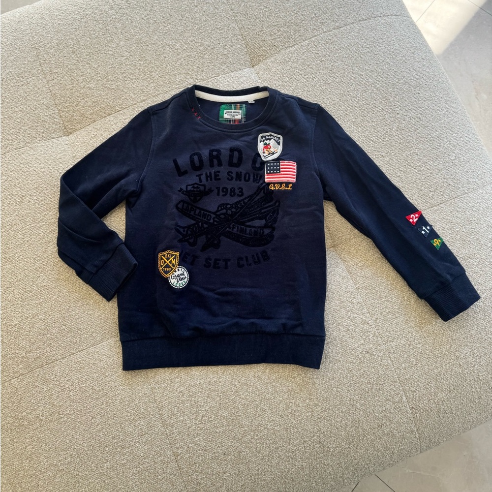 Original Marines Boys Navy Graphic Sweatshirt Size 7/8 | Patches & Embroidered